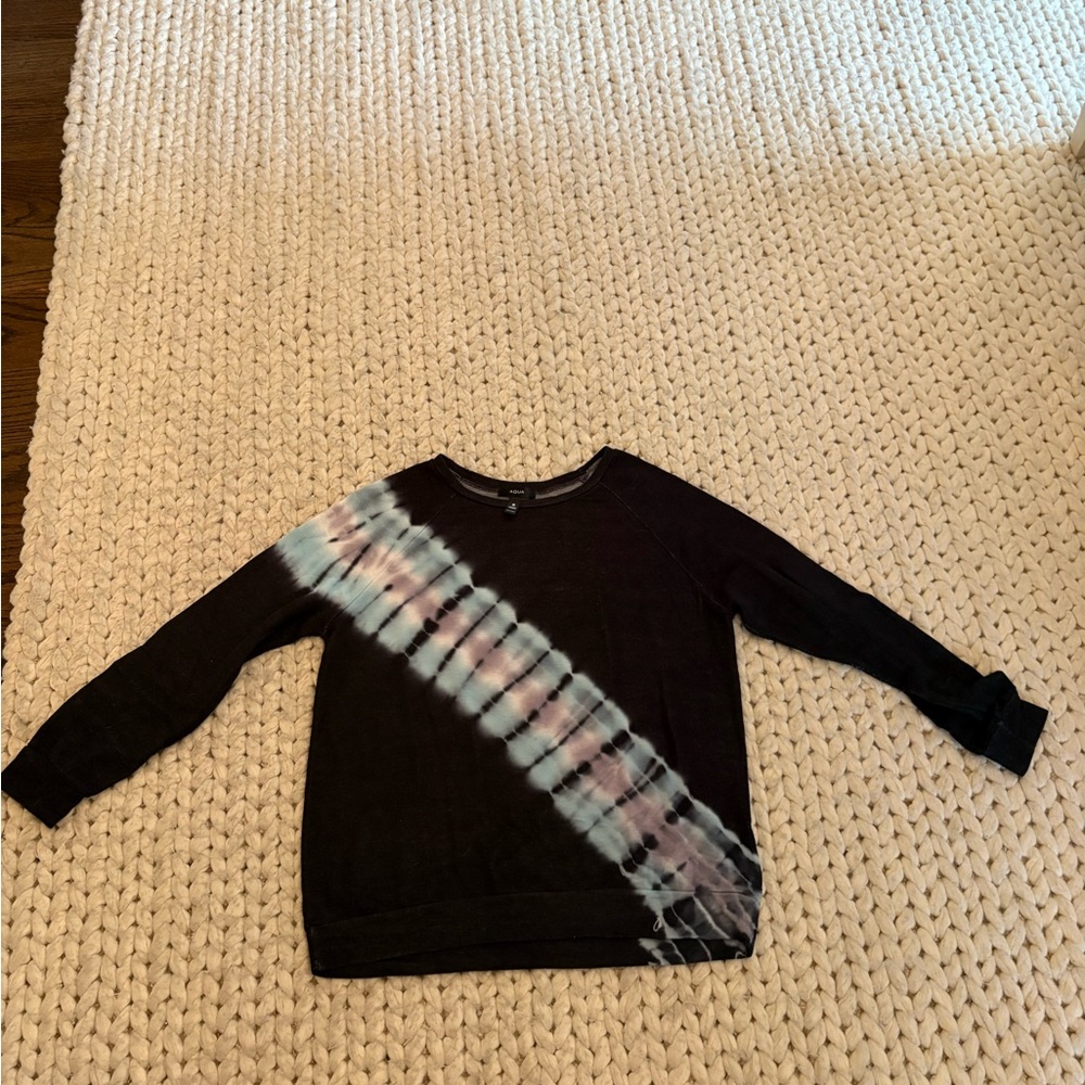Aqua Black and Pink Tie-Dye Women's Sweater